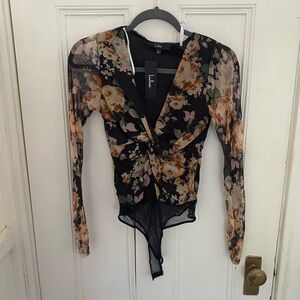 Mesh knot front bodysuit